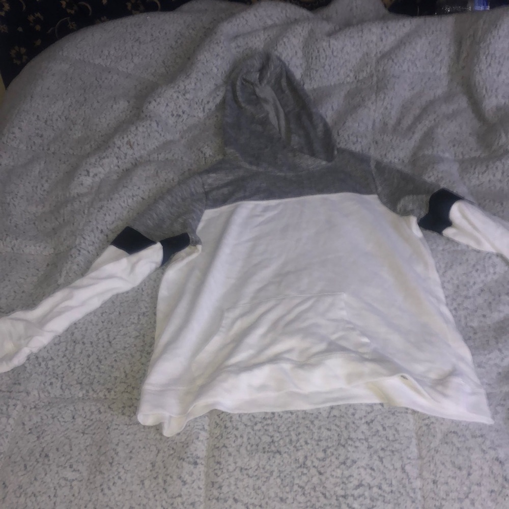 grey black and white hoodie